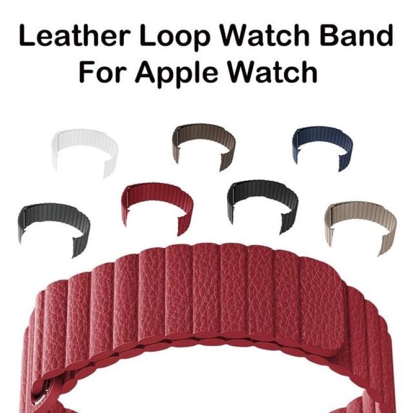 Dây đeo da màu trơn thay thế cho Apple Watch 1 2 3 4 5 cỡ 38-44mm 40-42mm