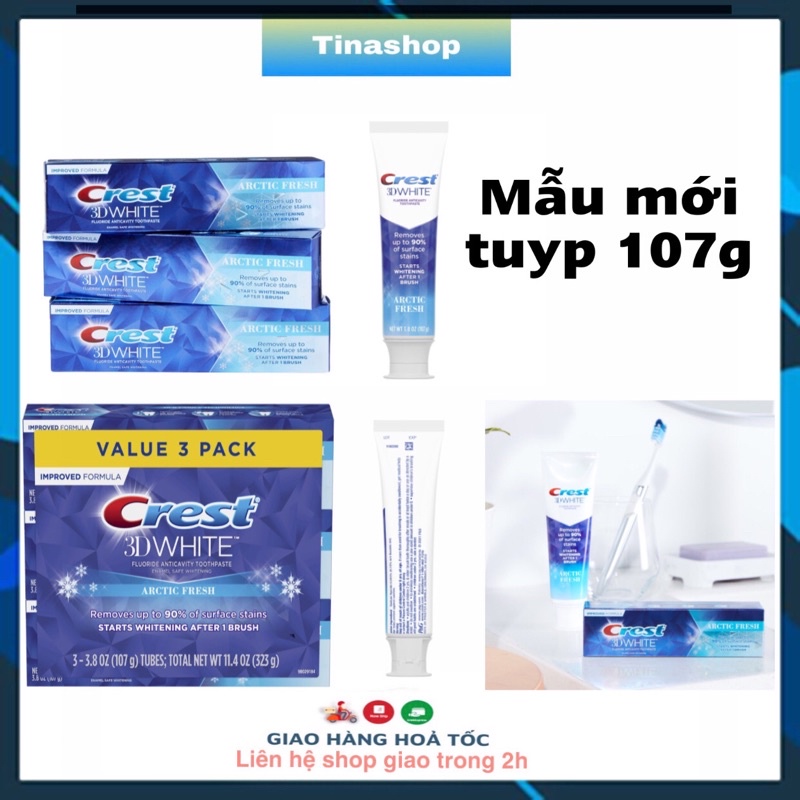 Kem đánh răng Crest Arctic Fresh Vị Bạc Hà The Mát tuyp 107gr