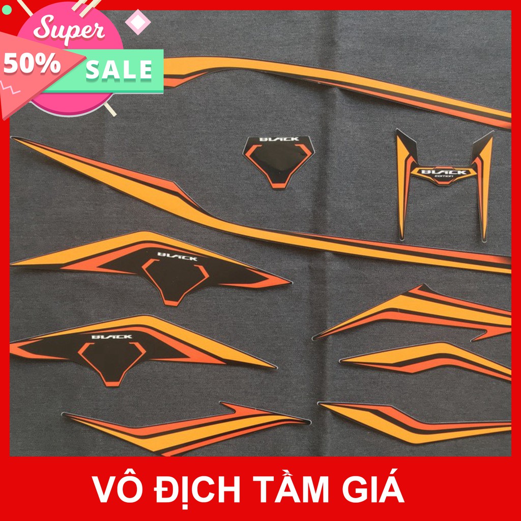 [GIÁ GỐC]  NGUYÊN BỘ TEM DÁN XE HONDA AIRBLADE 2016 BLACK EDITION MÀU CAM