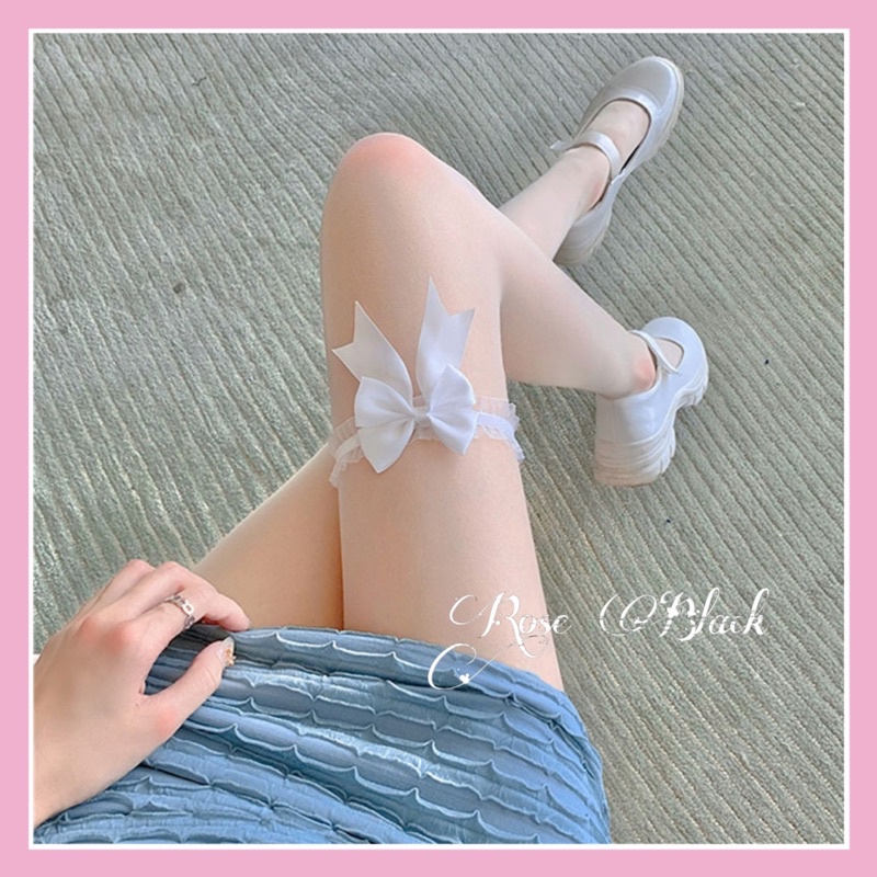 choker đùi ren bèo phối nơ mã Yu-9