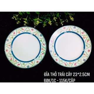 Gốm nhật - cặp đĩa thỏ trái cây