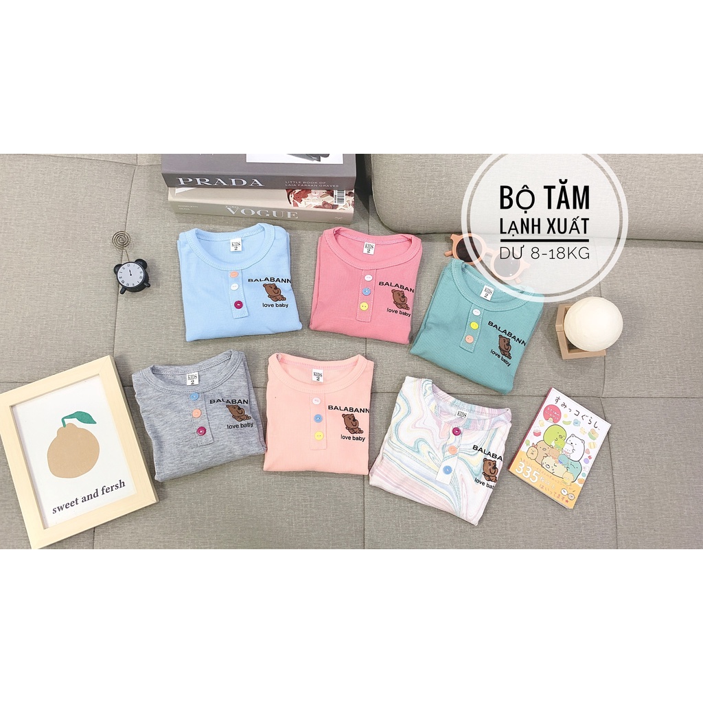 Bộ thu đông bé gái, Bộ Dài Tay Cho Bé Trai, Bé Gái Minky Mom len tăm co giãn Bo Gấu, Đồ Bộ Cho Bé Mặc Nhà Thu Đông