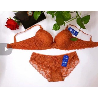 Bộ đồ lót Boya ren mút 3cm màu cam đất cực hot