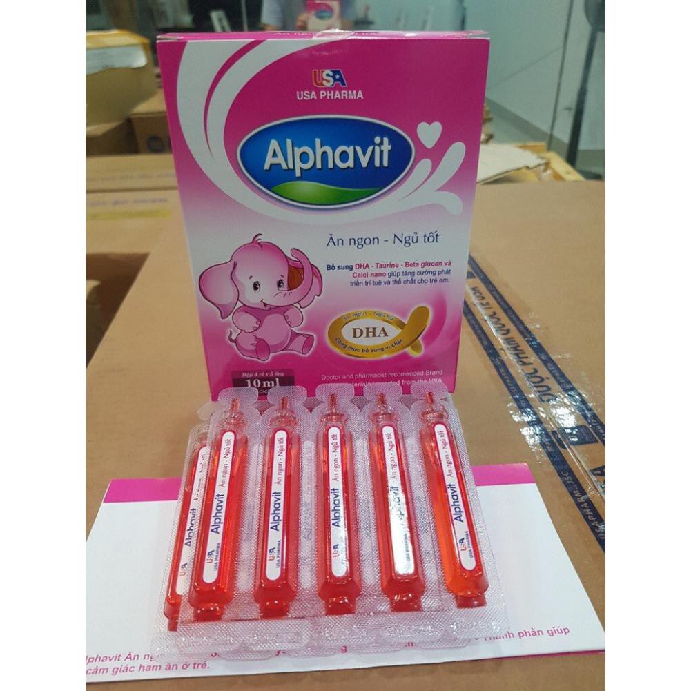 Siro Alphavit Ăn Ngon Ngủ Tốt cho bé hộp 20 ống nhựa bẻ chứa 10ml dạng nước HSD 2023 - BẢO ANH