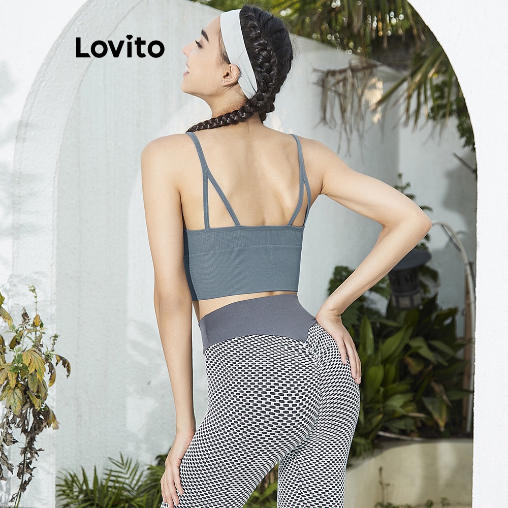 Áo ngực thể thao Lovito màu trơn có khóa kéo dành cho nữ(Black/Gray/Blue/Beige/Green/White) | WebRaoVat - webraovat.net.vn