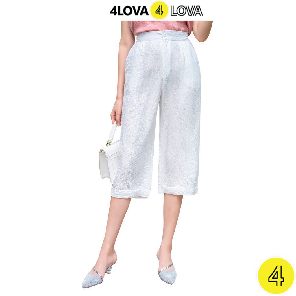 Quần suông nữ ống rộng 4LOVA vải đũi xước cao cấp