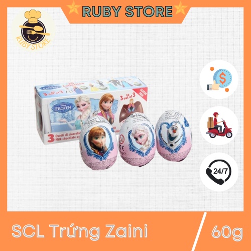 Trứng socola đồ chơi Zaini Frozen hộp 60gr (3 trứng) Date xa