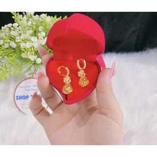 Bông tai nữ kiểu túi tiền tòn ten chạm xoàn mạ vàng 18 cao cấp mẫu mới về