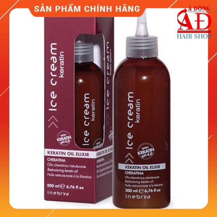 [+Tặng mũ trùm] Tinh chất phục hồi tóc hư tổn Keratin Inebrya Elixer Oil chuyên nghiệp Salon 200ml (ITALY)