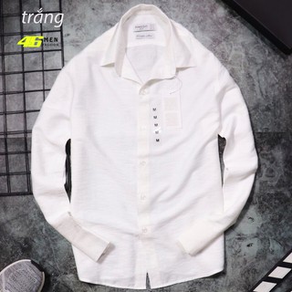Áo sơ mi nam dài tay trơn chất vải đũi cao cấp, cực mát MFM047