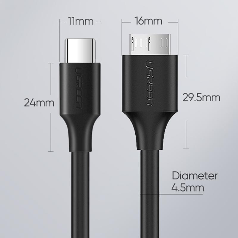 Dây chuyển USB-C 3.1 gen1 Thunderbolt 3 ra USB 3.0 Micro B cắm dữ liệu ổ cứng di động vào Laptop Macbook Ugreen 20103 | BigBuy360 - bigbuy360.vn