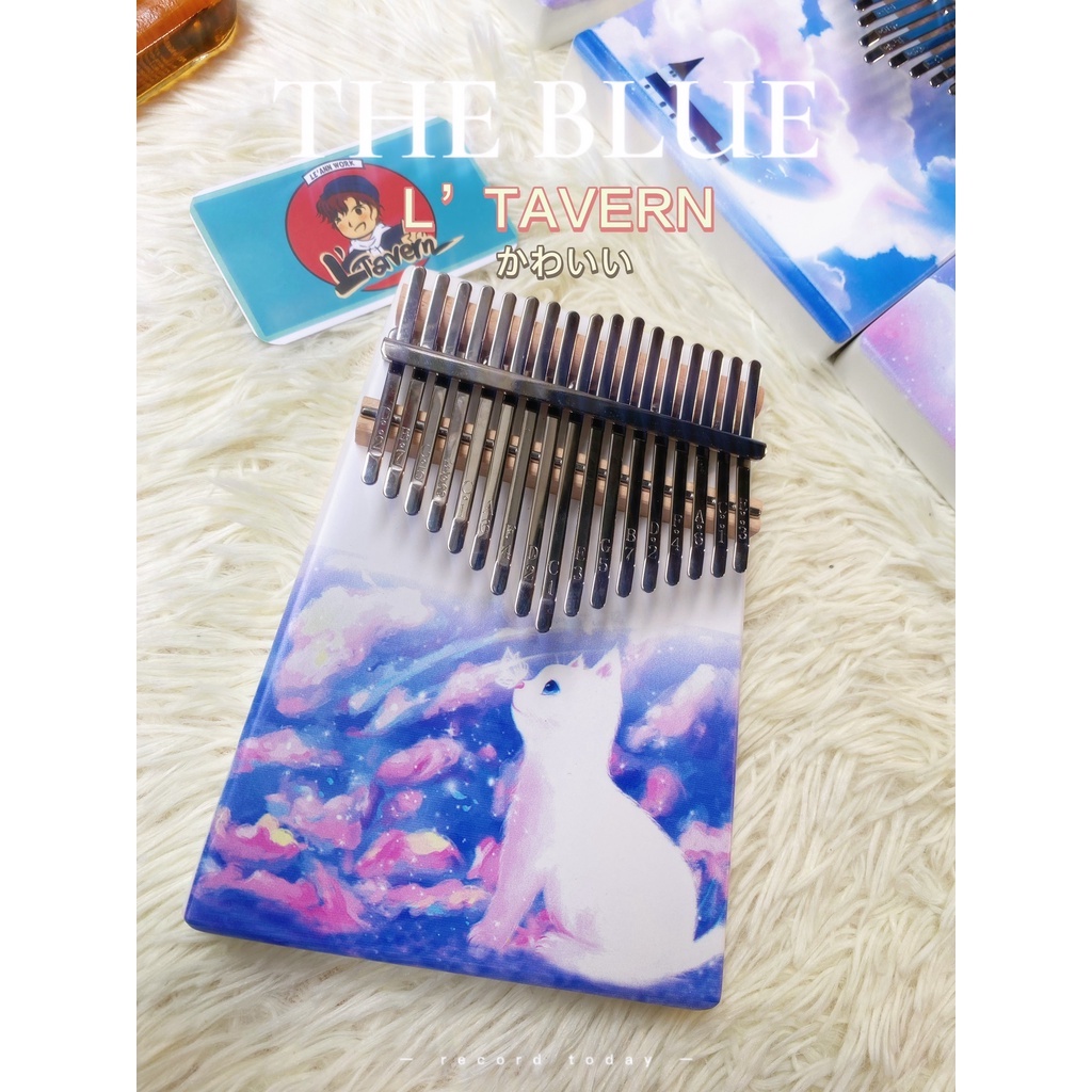 Đàn kalimba gỗ 17 phím nguyên khối giá rẻ cực xinh mèo hồng cá voi xanh âm hay tune chuẩn - piano cầm tay piano mini