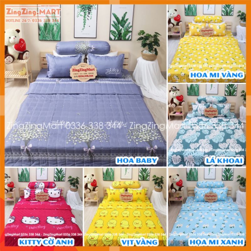  [GIẢM GIÁ] Bộ Drap Ga Giường Poly Cotton Mẫu Cúc Họa Mi Xanh (Mẫu hót) | BigBuy360 - bigbuy360.vn