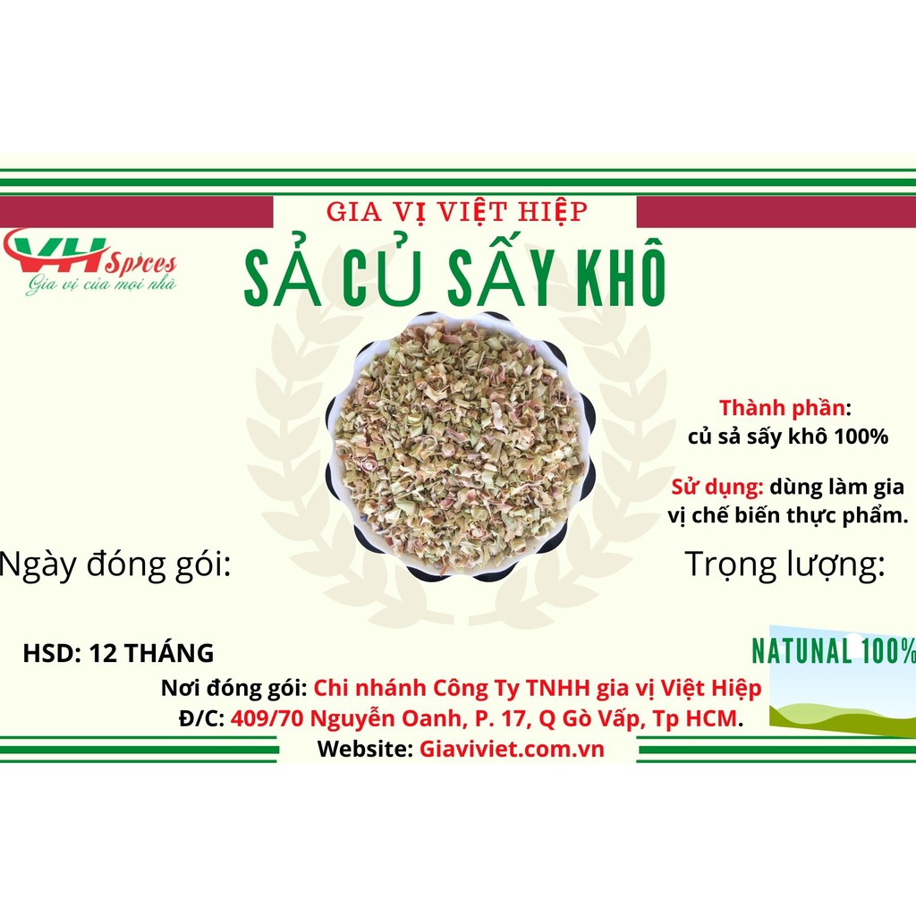 SẢ CỦ SẤY KHÔ Gói 500g