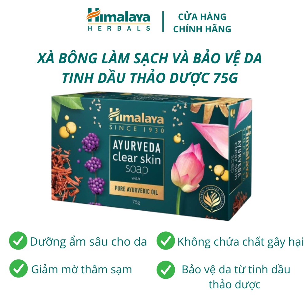 Xà bông làm sạch và bảo vệ da Himalaya Ayurveda Clear Skin Soap 75g