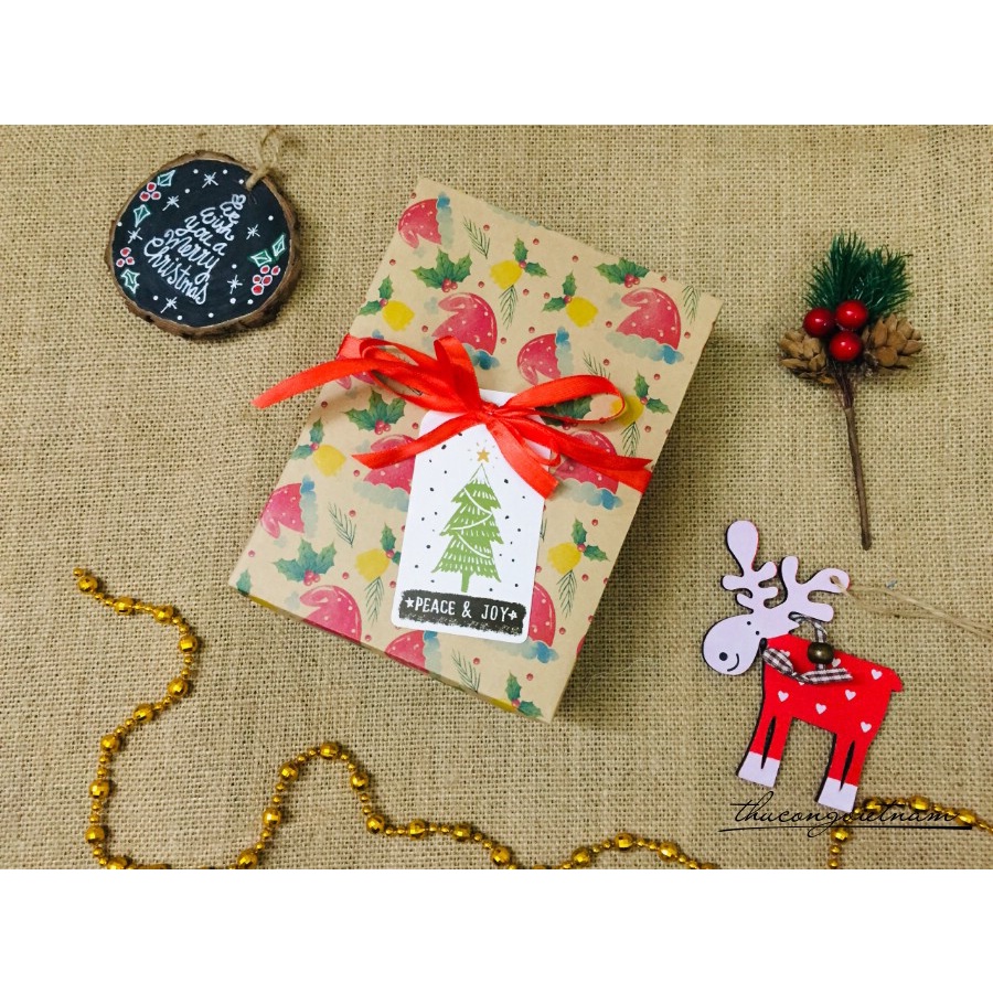 Hộp quà gói sẵn Giáng Sinh kiểu đơn giản