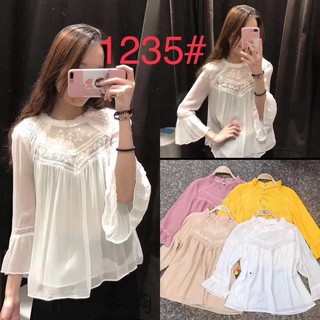 G07. 1235. áo xô ren ngực cổ bèo