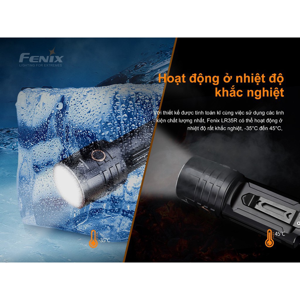 Đèn Pin cao cấp FENIX LR35R – Độ sáng 10000 chiếu xa 500m, sạc nhanh Type -C và sử dụng 2 pin 21700 (kèm theo)