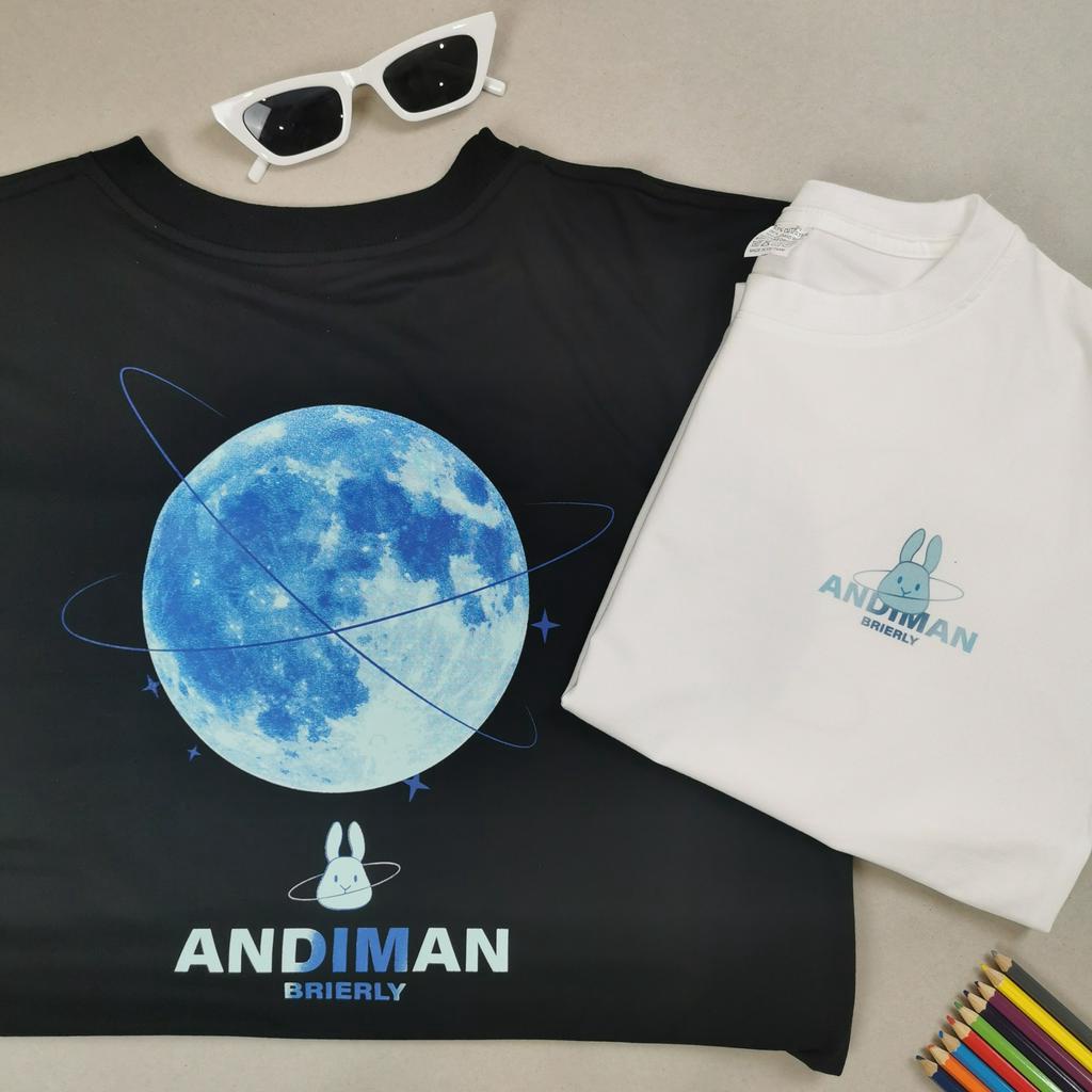 Áo thun Unisex tay lỡ form rộng in hình mặt trăng, áo phông nam nữ Freesize vải Cotton cao cấp tay lửng JTeeMan - JT30