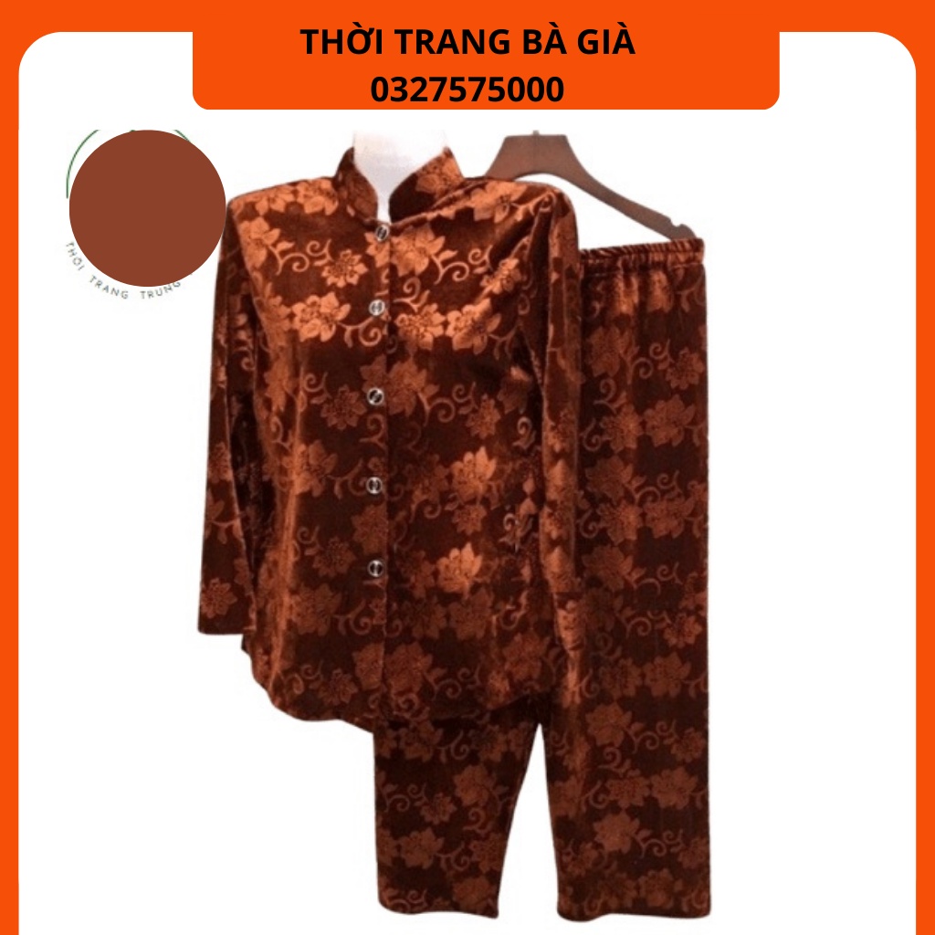 Bộ, Bộ Nhung Bà Già, Bộ Bà Ba Người Già Thu Đông Bộ Đồ Dài Tay Cho Bà Cho Mẹ Trung Niên Cao Tuổi