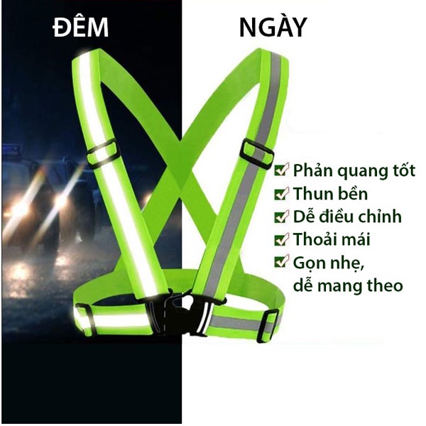 Dây Đai Phản Quang Thun Phát Sáng Bảo Hộ Lao Động - Áo phản quang Đi Phượt Ban Đêm cao cấp