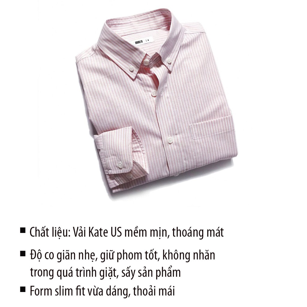 Áo sơ mi nam DOUBLE'D màu hồng kẻ sọc SSLHONG00 | BigBuy360 - bigbuy360.vn