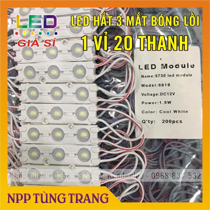 Led hắt 3 bóng mắt lồi điện 12V ( vỉ 20 bóng) loại siêu sáng | BigBuy360 - bigbuy360.vn