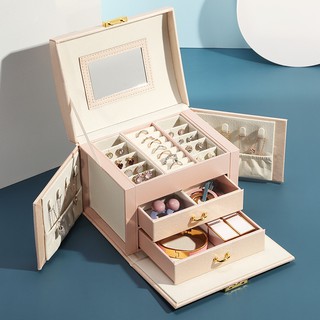 Hộp đựng trang sức Casegrace bằng da PU có gương tiện lợi