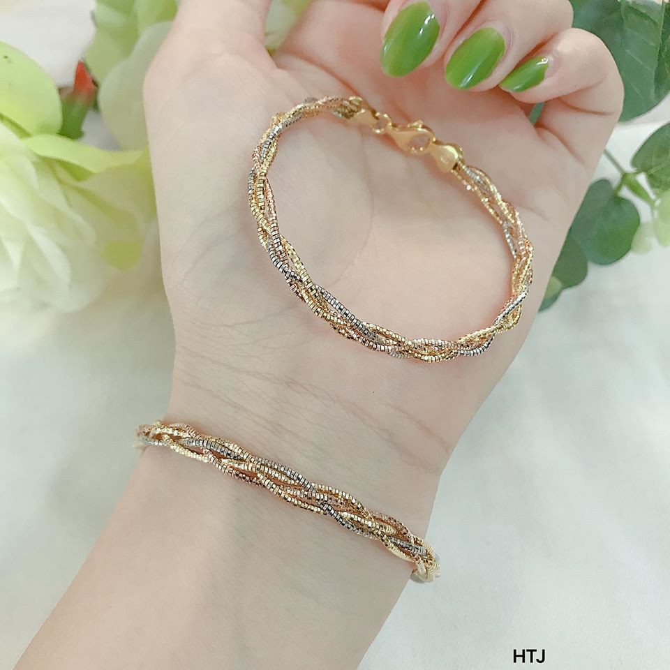 Hàng cao cấp lắc tay xoắn 3 dây bạc ý xi 3 mầu