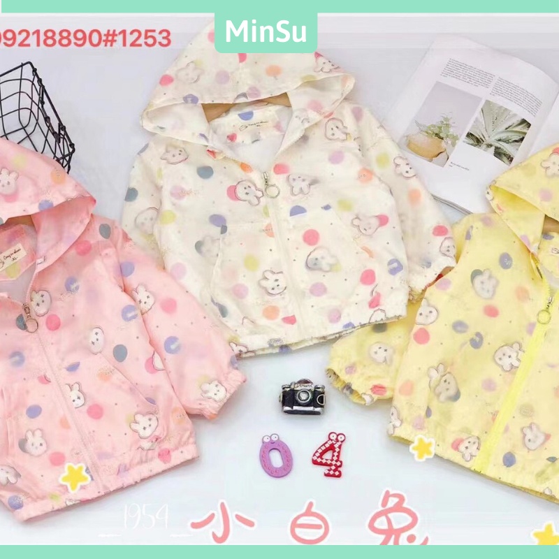 Áo khoác gió cho bé gái họa tiết dễ thương thu đông size từ 10-20kg