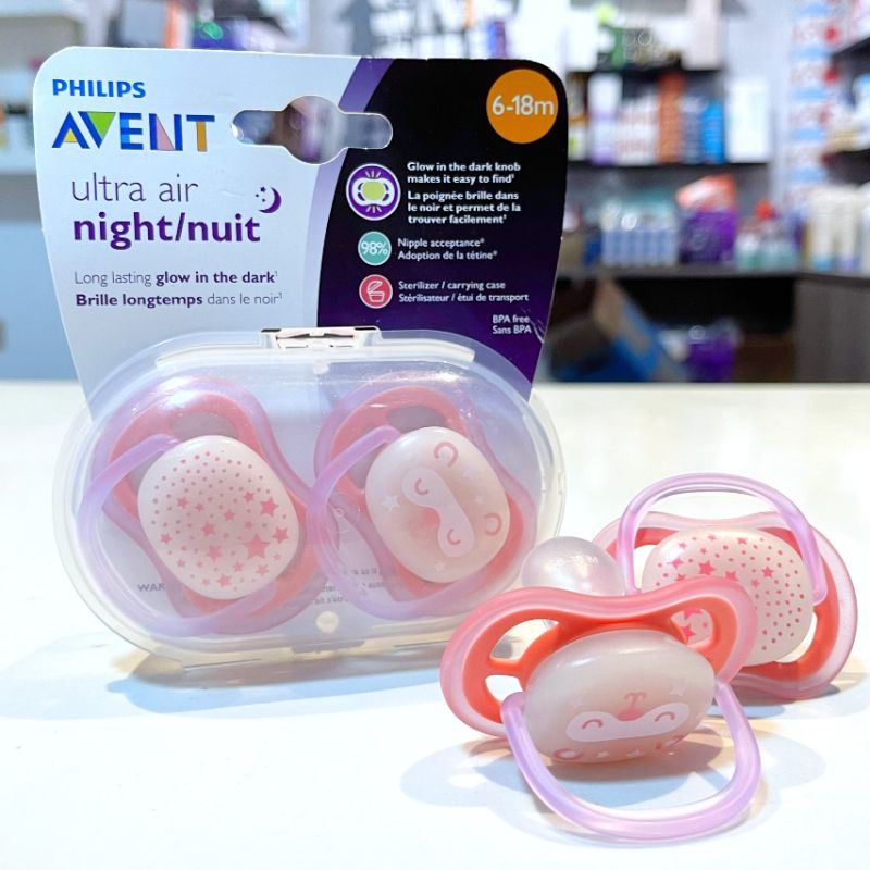 Ty giả ngậm thông khí dạ quang Philips Avent Ultra Air Night 0-18m