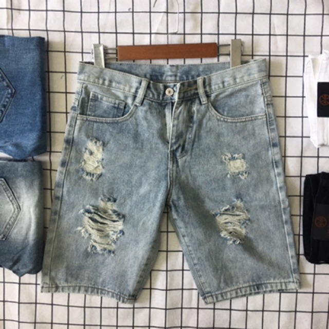 Quần short jean nam cao cấp chất bò phối sọc mẫu mới nhất cao cấp AHFASHION | BigBuy360 - bigbuy360.vn
