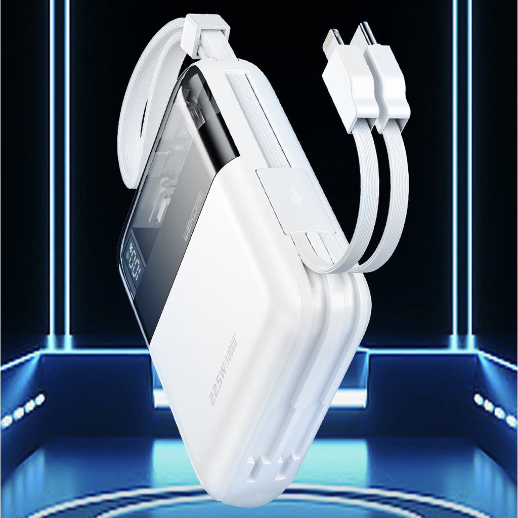 Sạc Dự Phòng Đa Năng 10000mAh WEKOME WP-309 - Tích Hợp 2 Cáp Sạc Nhanh TypeC &amp; iP - Hỗ Trợ Sạc Nhanh Lên Đên 22,5W
