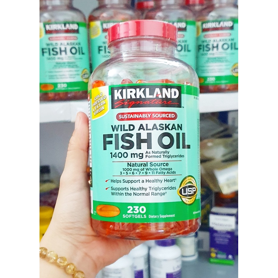 Dầu cá Omega tổng hợp Kirkland Signature Wild Alaskan Fish Oil 1400 mg chai 230 viên của Mỹ