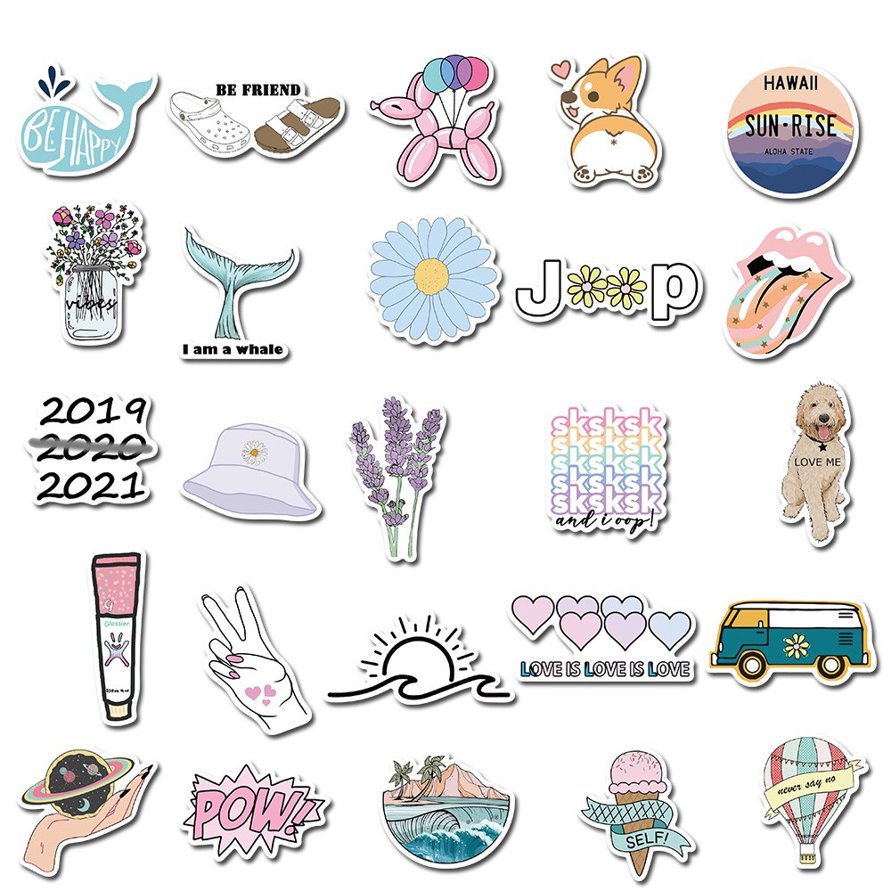 Set 50 Miếng Dán 2021 Vsco Dễ Thương Chống Thấm Nước Dùng Để Trang Trí | BigBuy360 - bigbuy360.vn