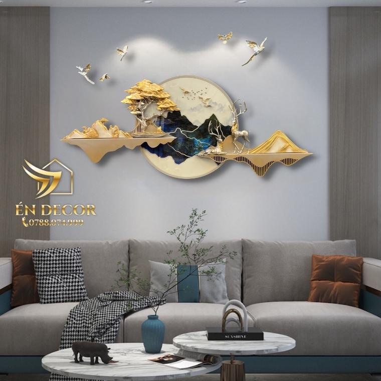 Tranh Phong Cảnh Treo Tường Đôi Hươu Nghệ Thuật, Tranh Sắt, Tranh Treo Tường Én Decor