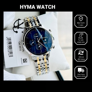 Đồng hồ nam dây thép thể thao citizen an3614-54l mặt xanh 6 kim có bấm giờ - size 42mm bảo hành 1 năm hyma watch