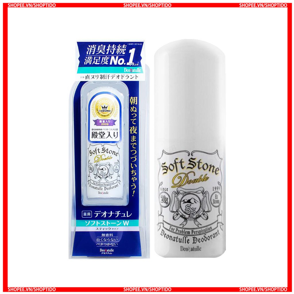 [Mã COS2704 giảm 8% đơn 250K] Lăn khử mùi dạng sáp Soft Stone cao cấp chiết xuất từ đá khoáng nhập khẩu Nhật Bản 20gr