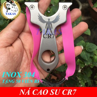 NÁ CAO SU INOX 304-CR7-KÈM 1 DÂY THUN,50 VIÊN BI, LỤC GIÁC