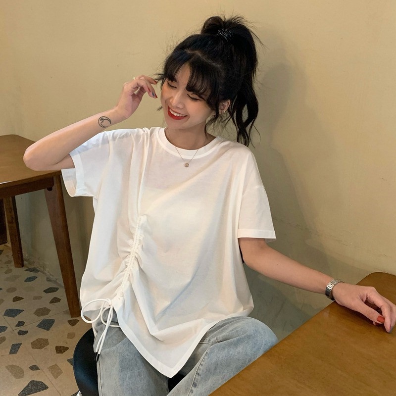 Áo thun SUXI tay ngắn dáng rộng đơn giản thời trang mùa hè cho nữ