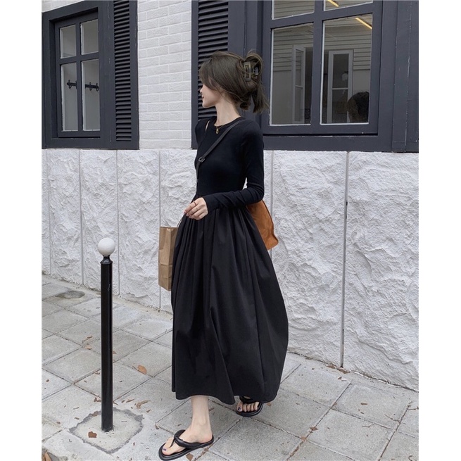 VÁY BODY thân dài  thu đông len tăm xếp xoè co giãn bốn chiều hot trend thu đông 2022