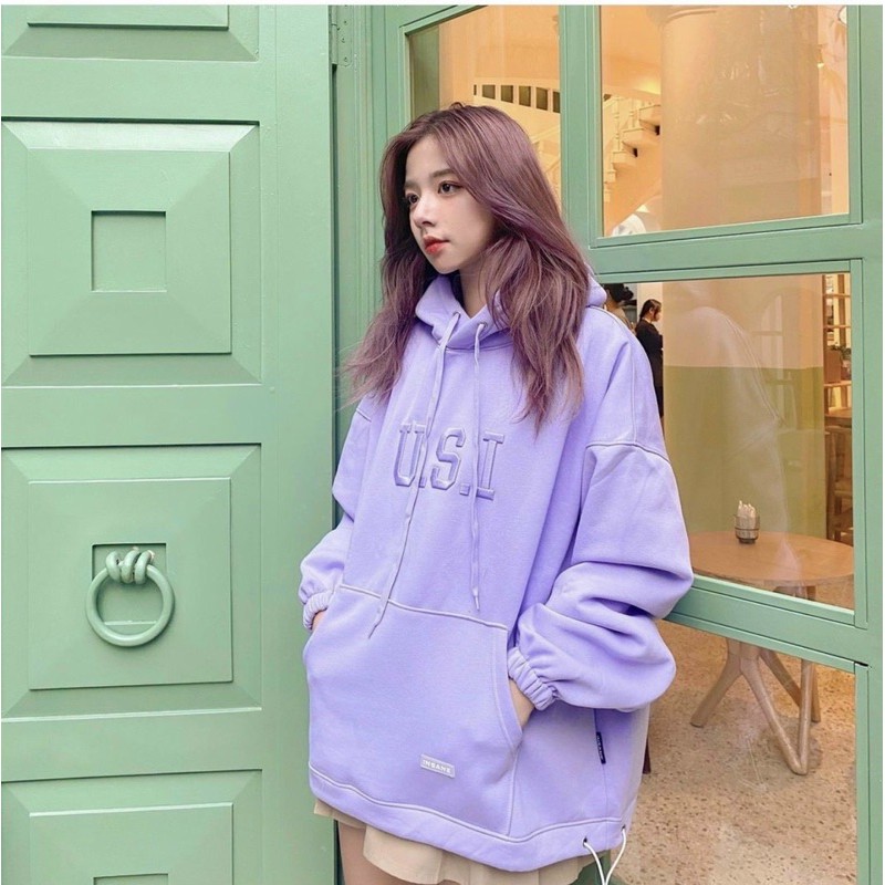 Áo Hoodie chữ thêu USI siêu xinh free size hình chụp thật