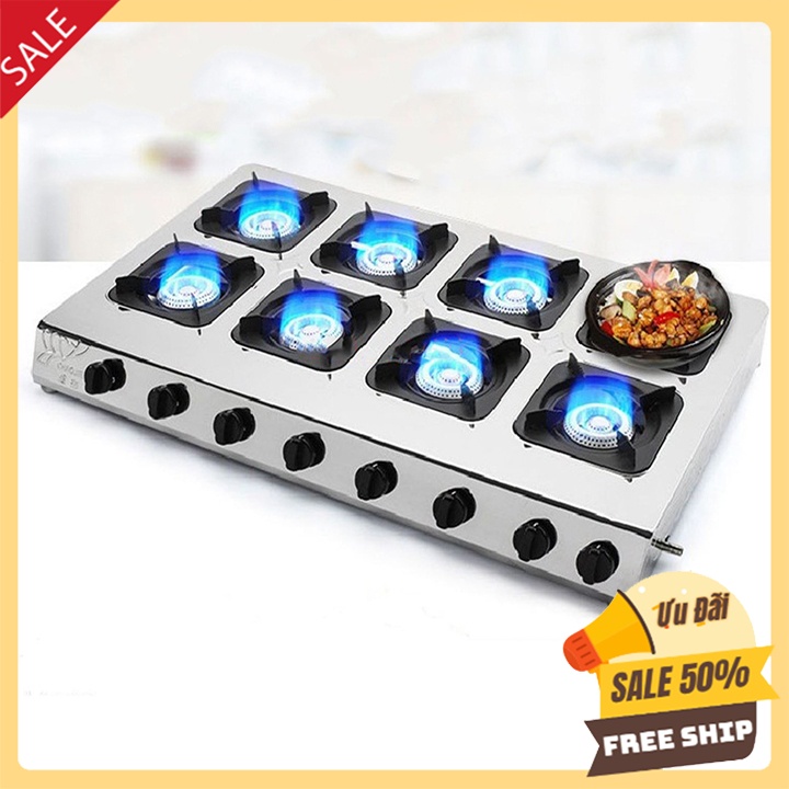 Bếp gas làm bánh xèo, mỳ cay 8 họng siêu bền, tiện lợi