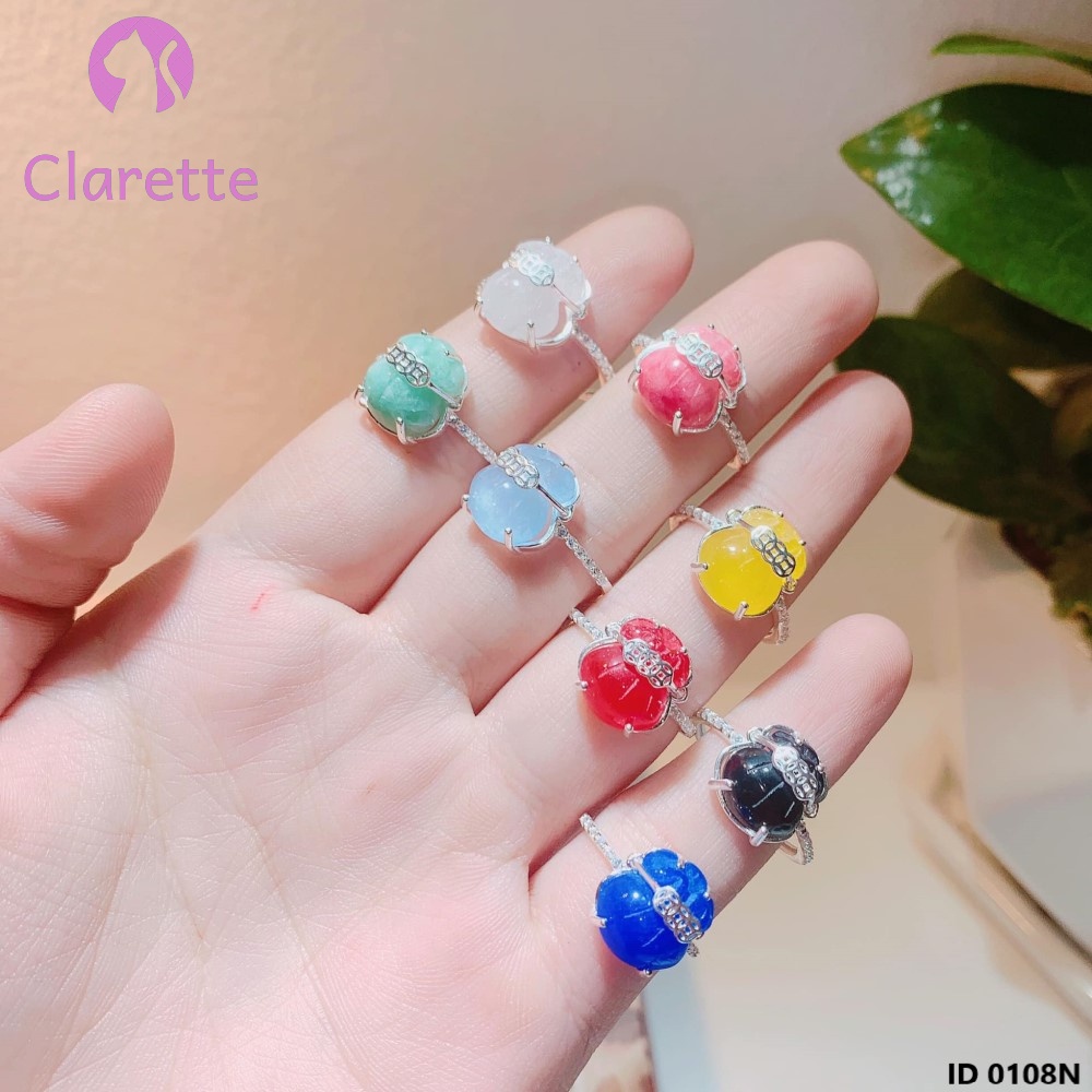 Nhẫn bạc hình túi tiiền đá phong thủy Clarette 0108N