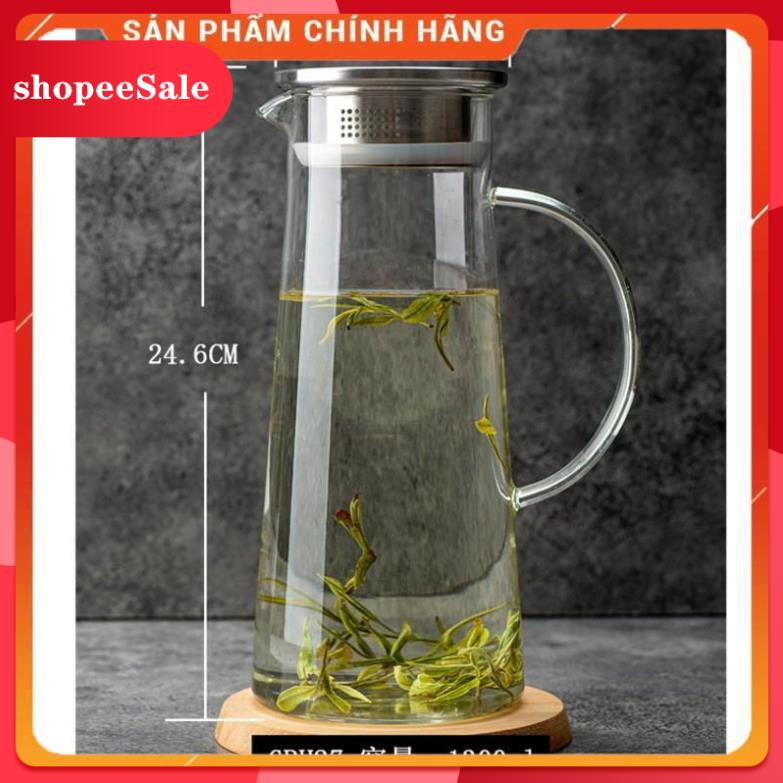 CHÍNH HÃNG - Ấm pha trà Deli inox 1300ml,bình pha trà thủy tinh ,bình ủ trà cao cấp,bình đựng nước 1300ml