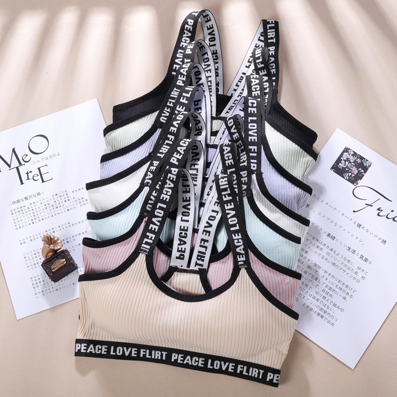 Cute Byte Sexy Bra Bralette Letter Fashion Wrapped Chest Shoulder Straps PĐồ Lót