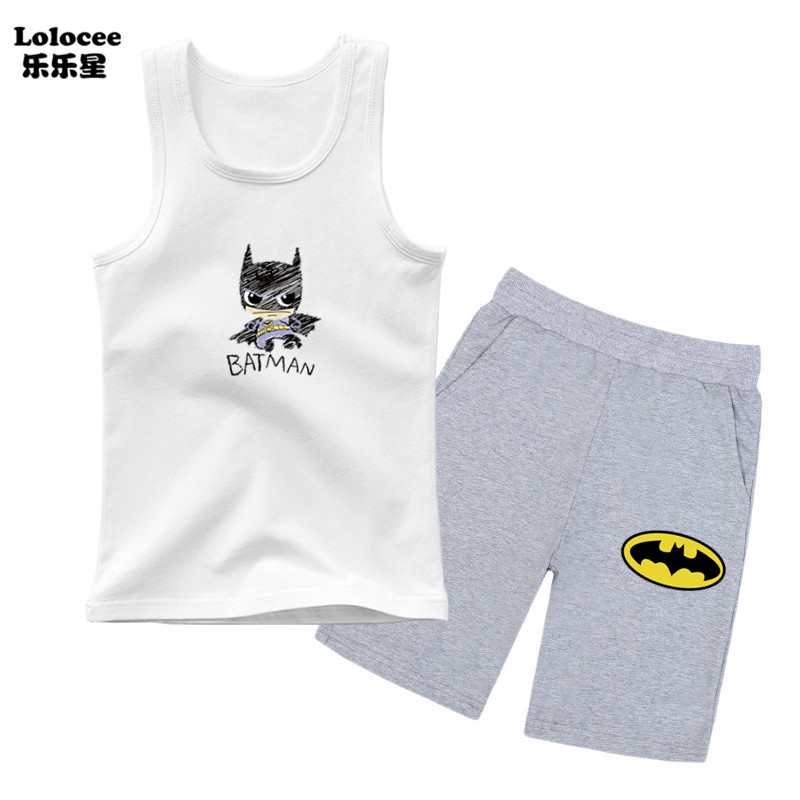 Bộ quần áo không tay cho bé trai mùa hè Bộ quần áo thời trang Batman in Tank + quần short Bộ trang phục cho trẻ em trai