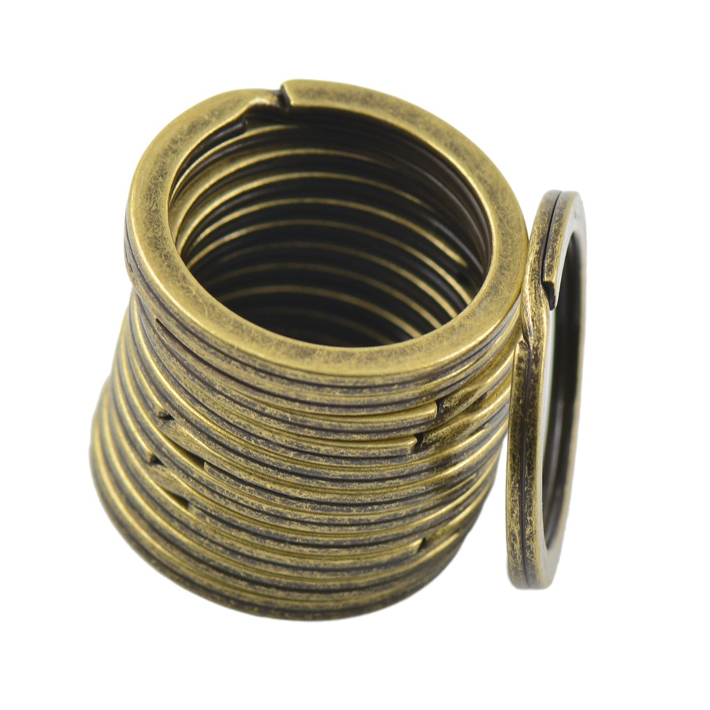 Bộ 2 Móc Khóa Tròn Bằng Đồng Cổ Điển 28mm DIY