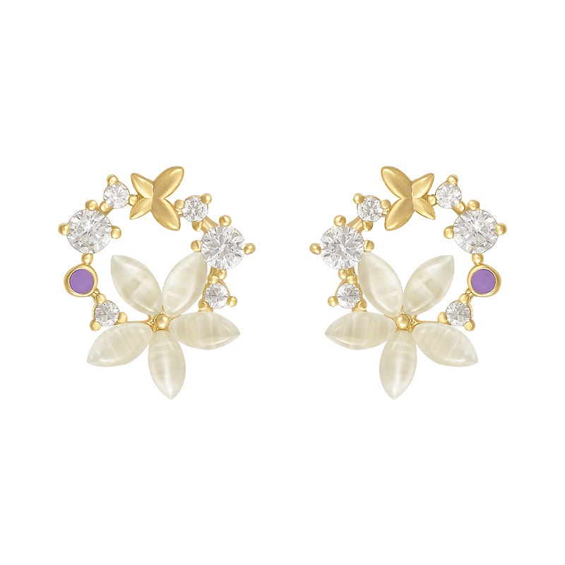 Đôi khuyên tai kim loại hình cánh hoa thời trang cho nữ