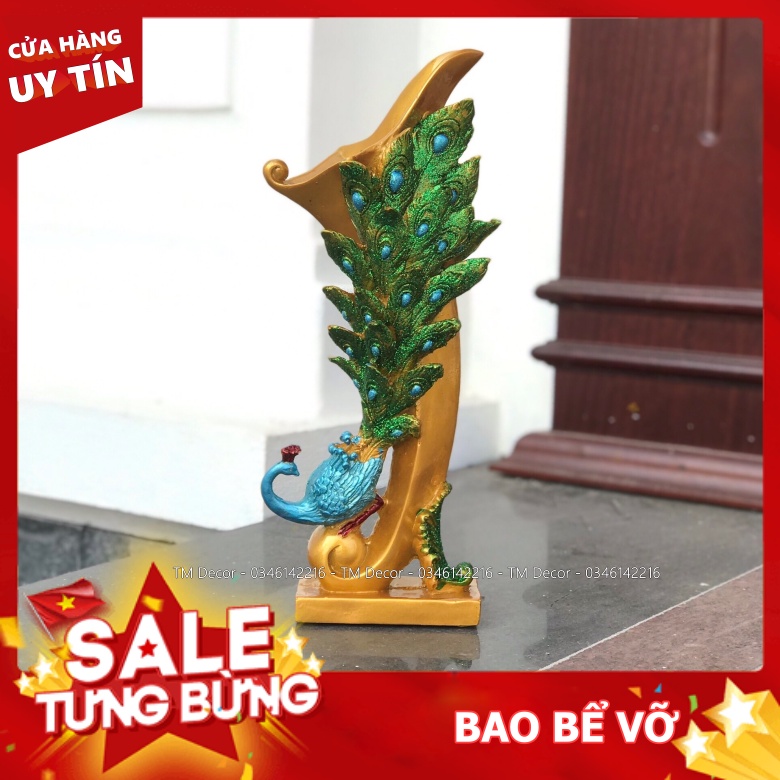 Bình cắm lông công phong thuỷ, bình hoa con công cắm lông công và hoa khô cắm ban thần tài thu hút tài lộc
